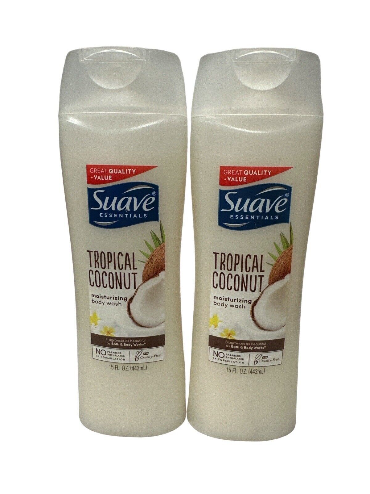 Suave Naturals Body Wash - Tropical Coconut, 15Oz - 2 Pack