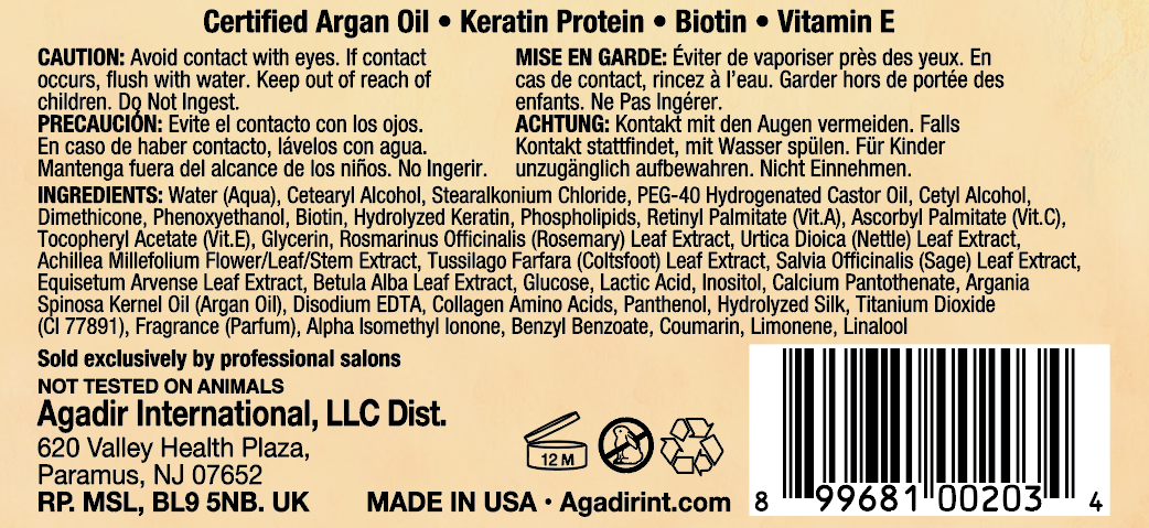 Agadir Argan Oil with Keratin Protein Sulfate-Free Moisture Masque 8 oz