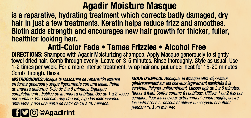 Agadir Argan Oil with Keratin Protein Sulfate-Free Moisture Masque 8 oz